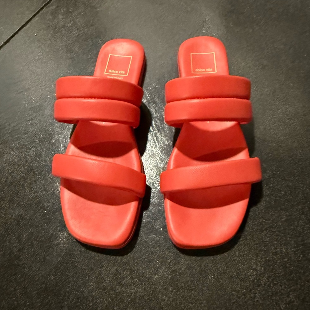 Dolce Vita Red Double-Strap Slide Sandals